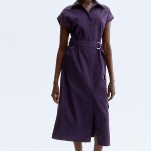 H&M BELTED POPLIN SHIRT DRESS